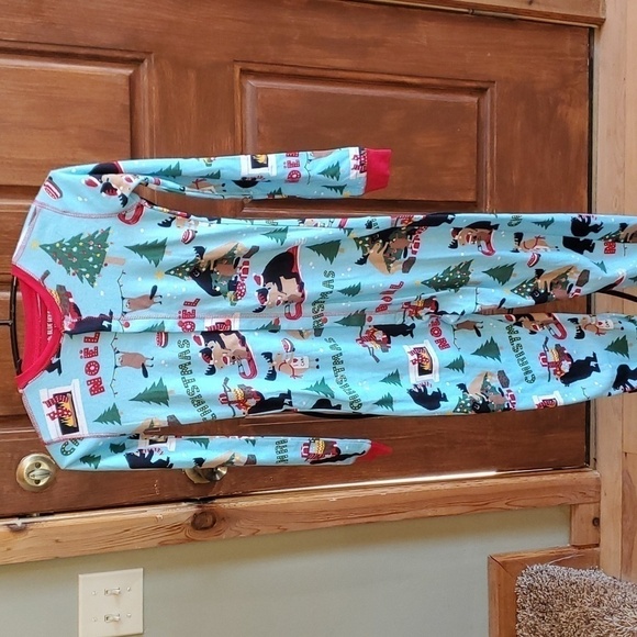 Little Blue House by Hatley Wild About Christmas Union Suit Blue Sz. 12 Pajamas - Picture 3 of 7
